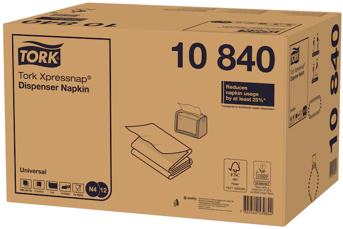 TORK Xpressnap serwetki składane 21,3x33 cm 1-warstwowe, 9000 szt, białe