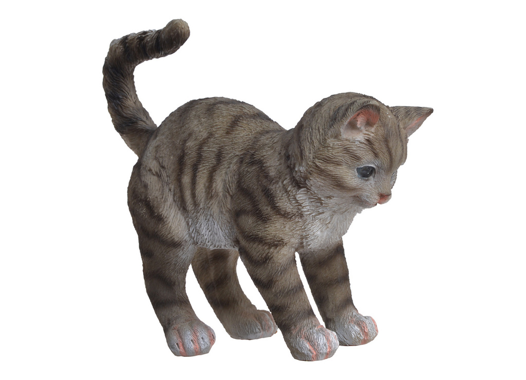 Figurka KOT stojący ciemno-szary w cętki 21cm