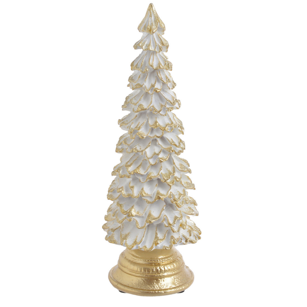 Choinka ceramiczna na postumencie biało-złota 29,5cm