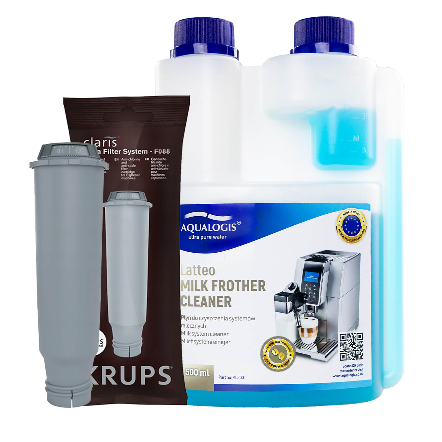 Filtr Wody Do Ekspresu Krups F088 + Płyn Czyszczący Latteo 500ml