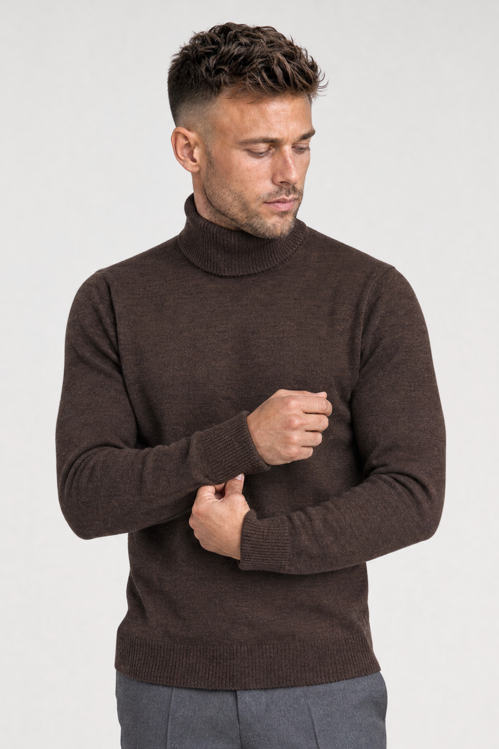 Brązowy golf z wełny merino cashwool