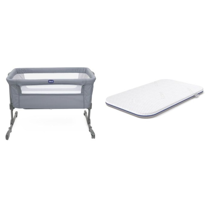 Chicco Next2Me Essential - łóżeczko dostawne + Materac Rücken UnoMe-Stone Re_Lux