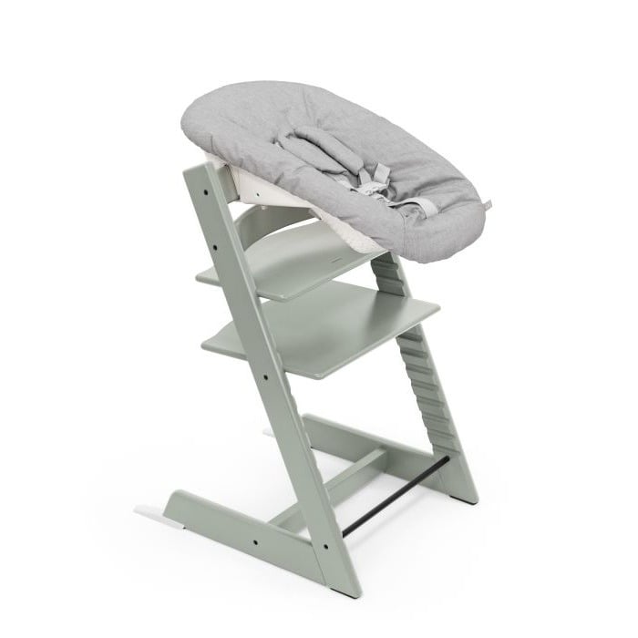 Stokke Tripp Trapp + Newborn Set - rosnące krzesełko do karmienia z zestawem dla noworodka-Glacier Green-Grey