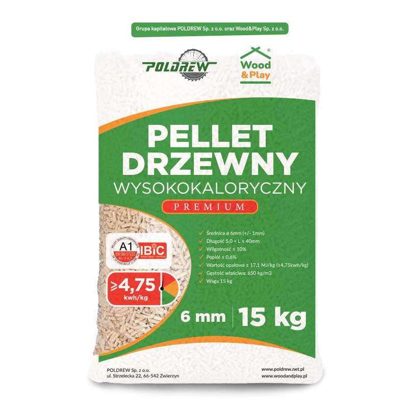 Drewno opałowe Pellet drzewny 15KG EN A1 17,1 MJ