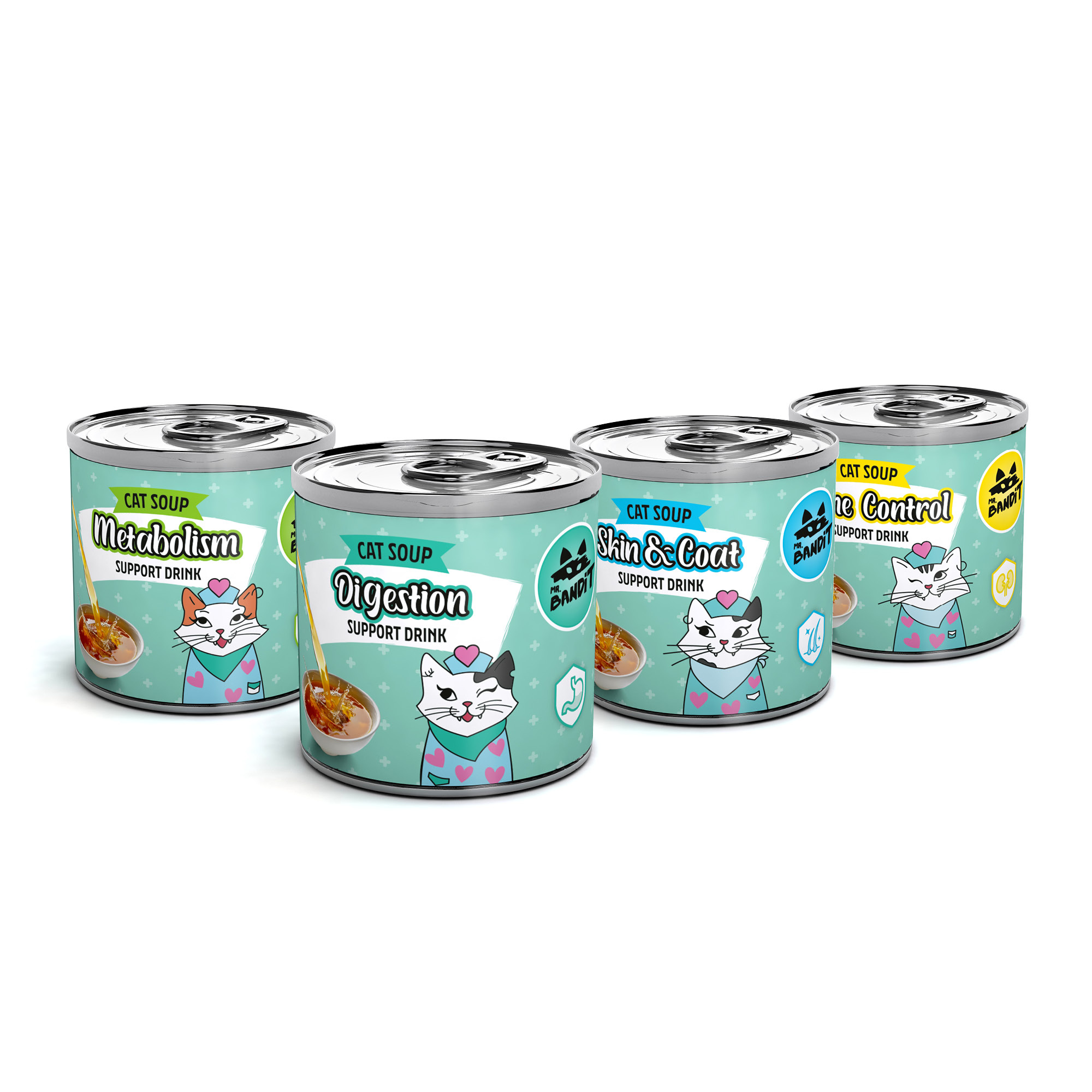 MR. BANDIT SUPPORT DRINK FOR CATS - zestaw 4 nawadniających napojów funkcjonalnych dla kota