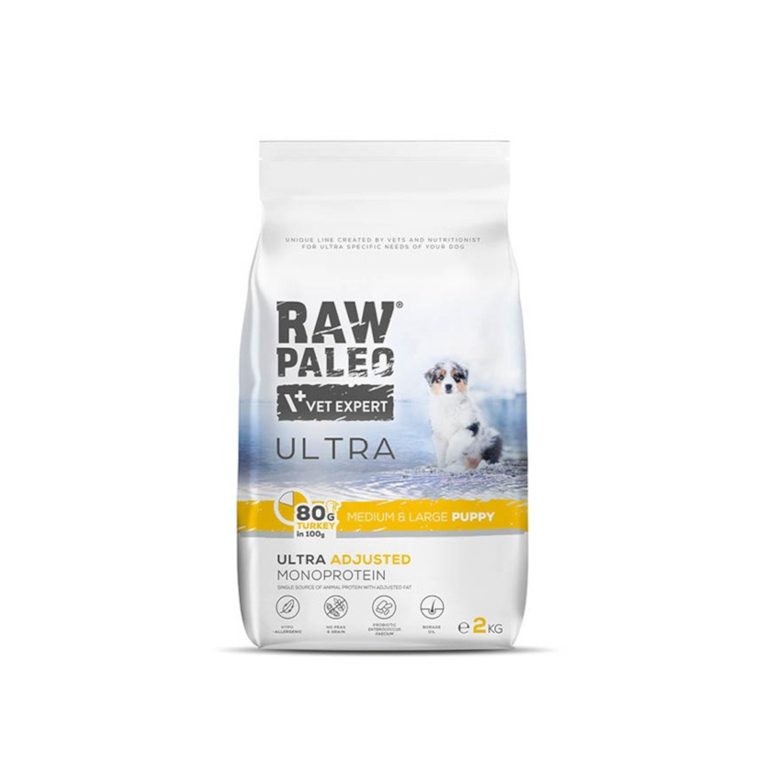 Turkey Puppy Medium & Large | RAW PALEO Ultra | 2kg | Sucha karma z indykiem dla szczeniąt ras średnich i dużych