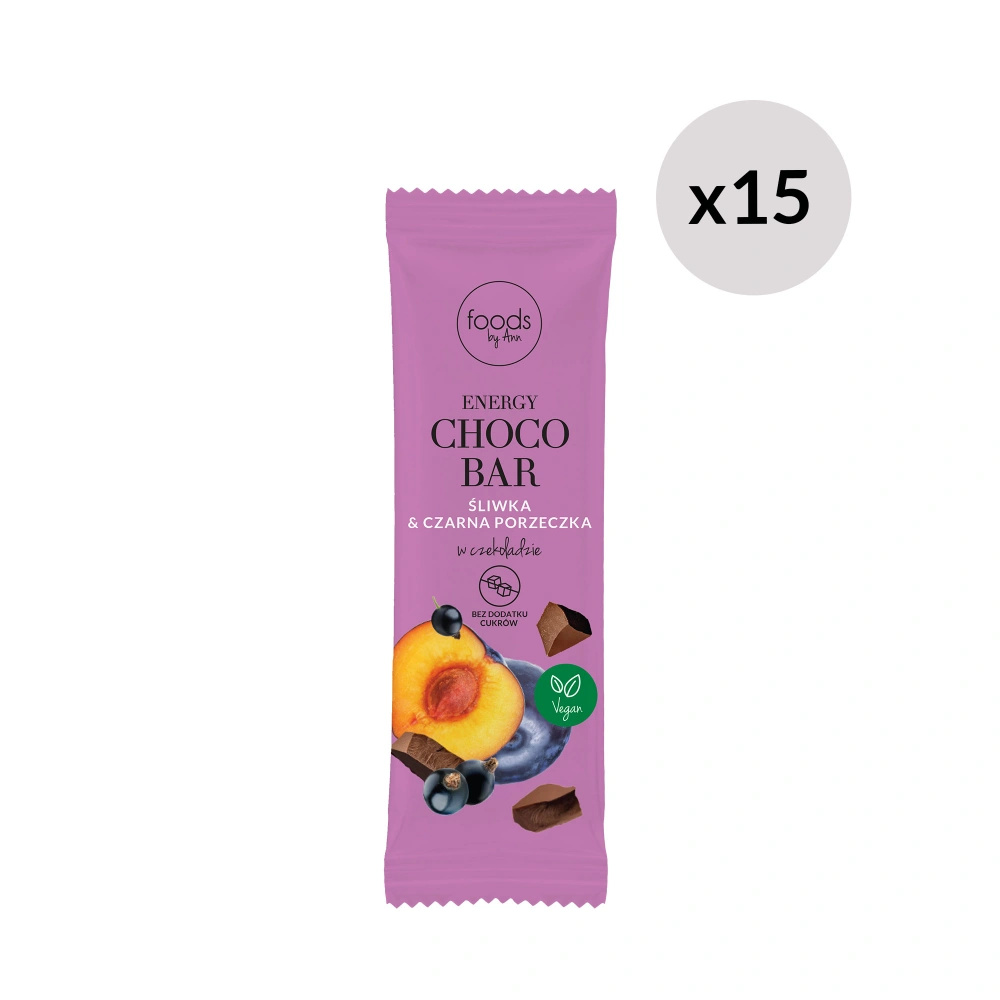 Energy Choco Bar śliwka & czarna porzeczka w czekoladzie, 35 g x15
