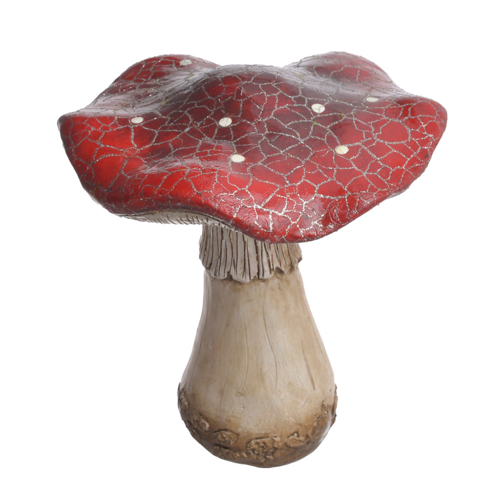 Figurka Muchomor ceramiczny falowany brokat, kropki 18 cm