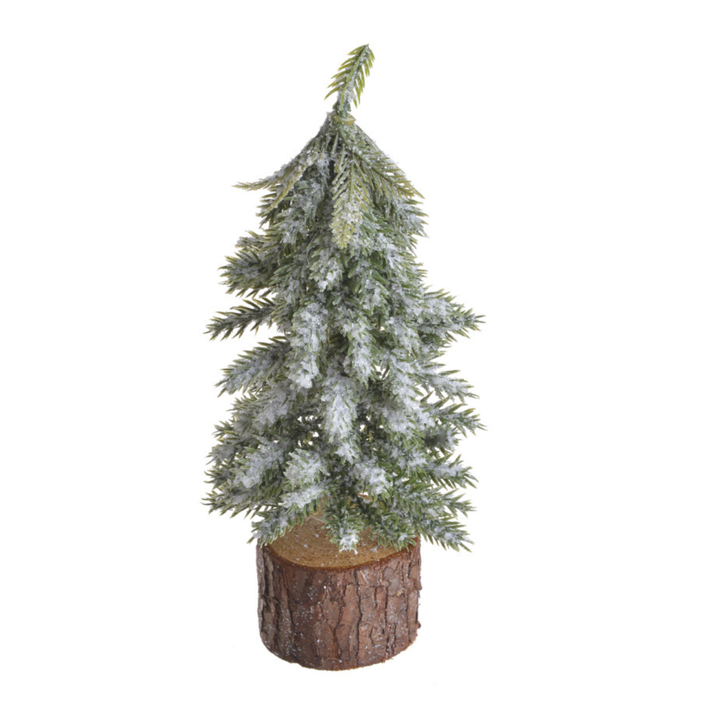 Choinka wąska zielona śnieżona na pniu 19 cm
