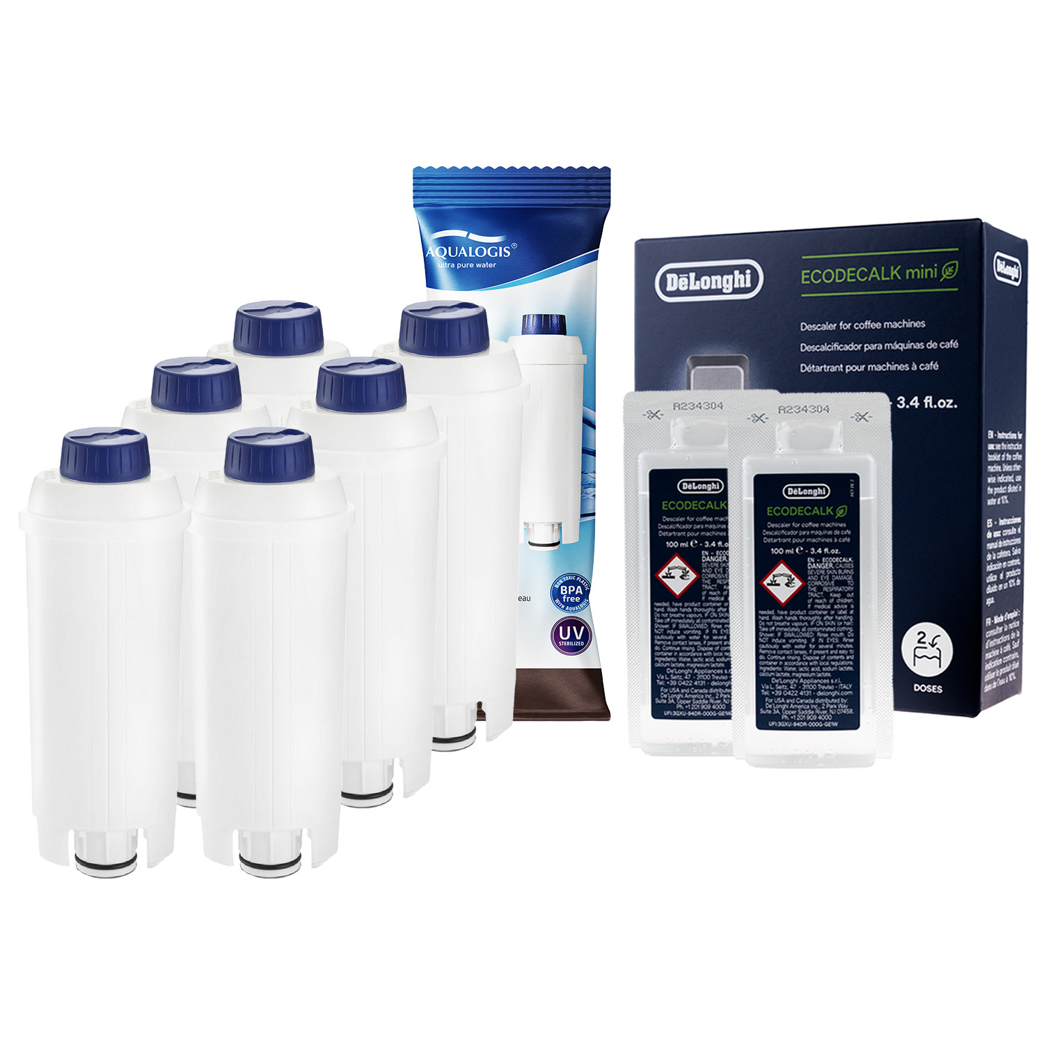 6x Filtr Do Ekspresu Delonghi AL-S002 + Odkamieniacz EcoDecalk 200ml
