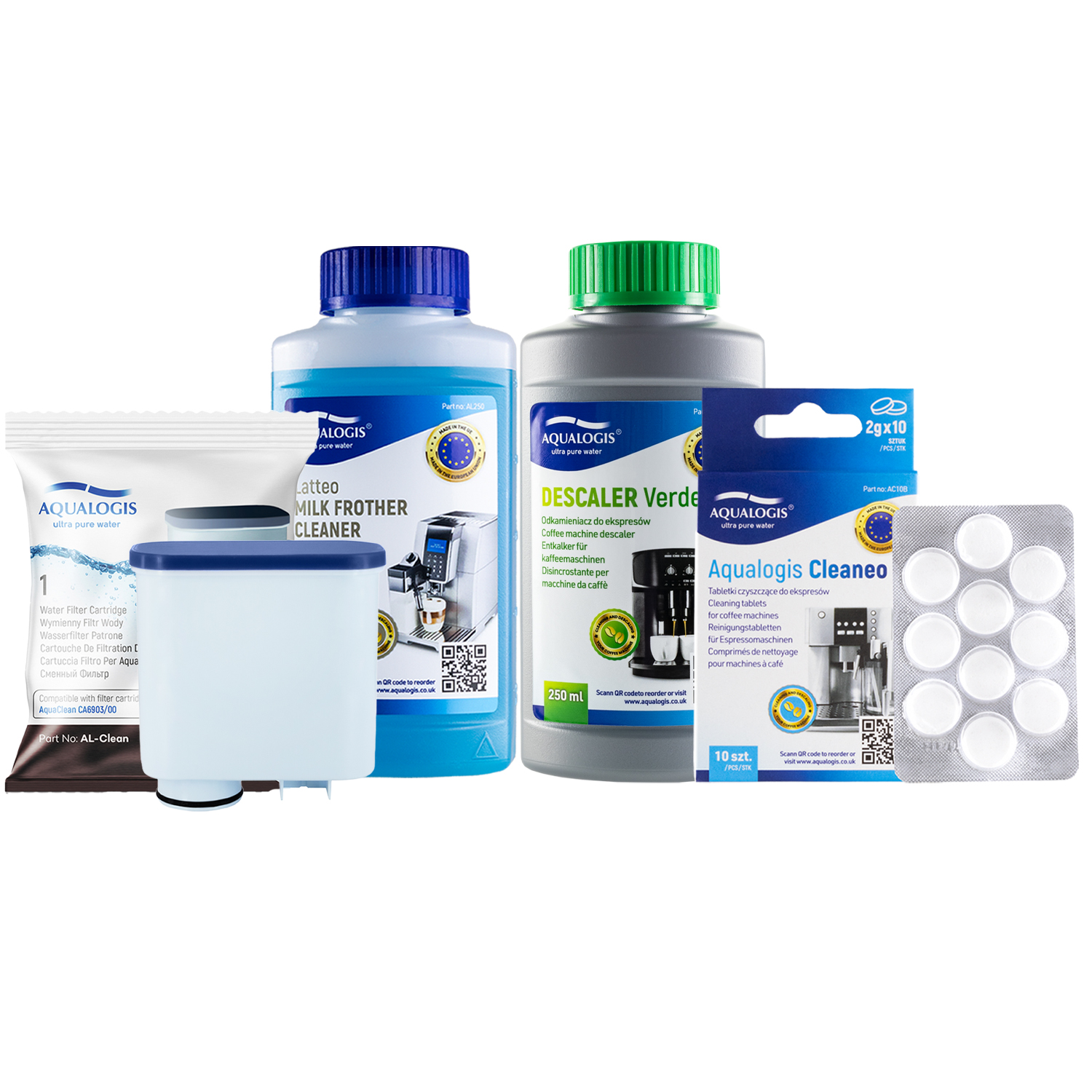 Filtr Do Ekspresu Saeco AL-Clean + Płyn i Odkamieniacz 250ml + Tabletki