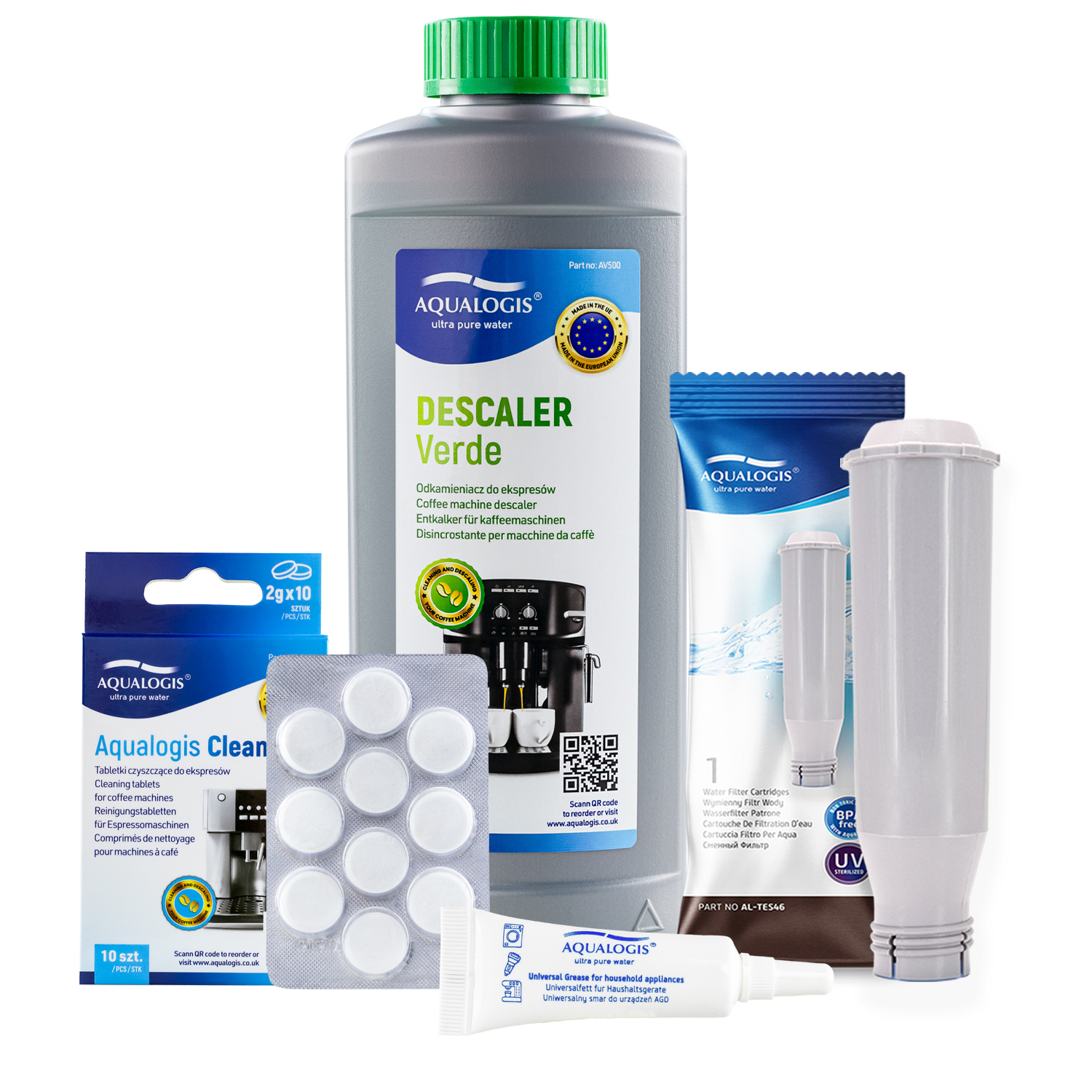 Filtr AL-TES46 do ekspresu Bosch/Siemens + Tabletki, Odkamieniacz, smar