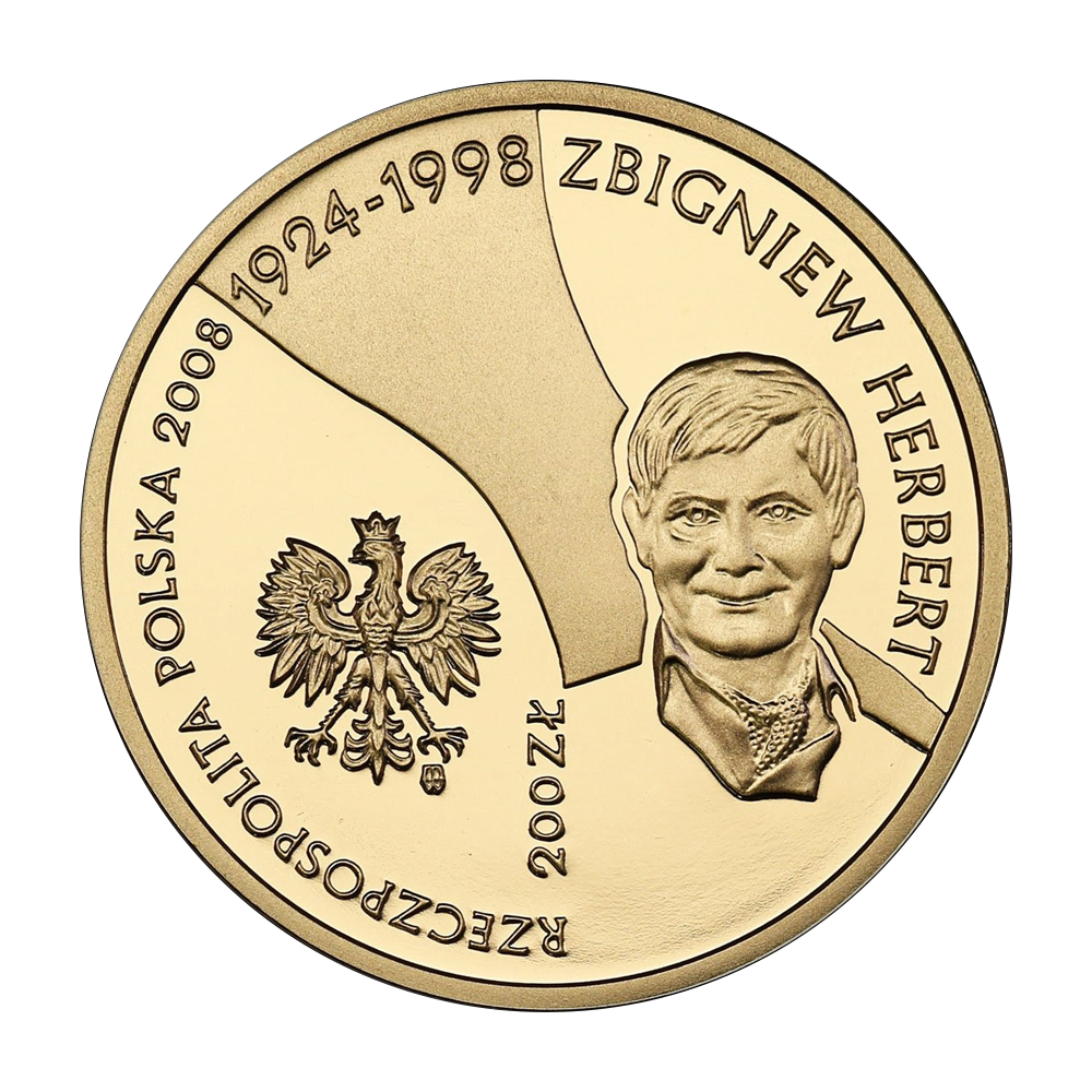 Złota moneta 200 zł Zbigniew Herbert (1924-1998) 2008 - wysyłka 24 h! - Mennica Skarbowa