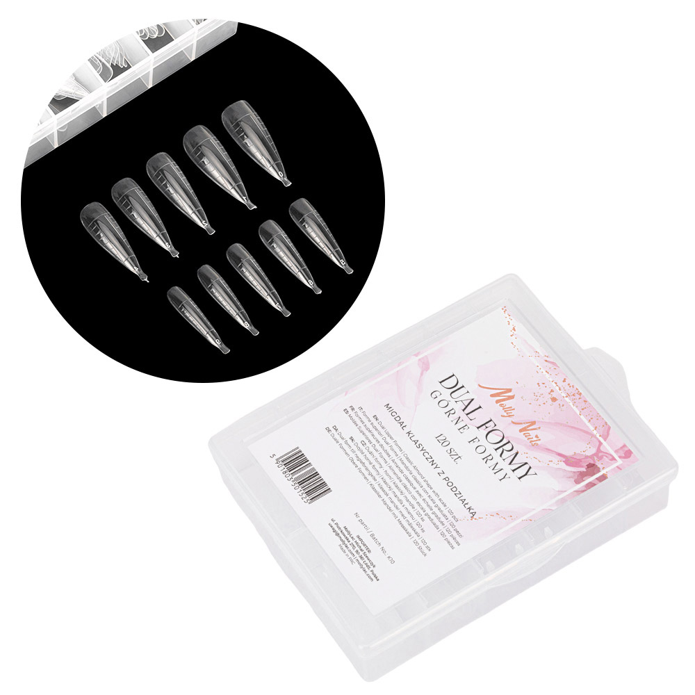 Górne formy dual do budowy paznokci z podziałką Molly Nails migdał klasyczny 120 szt
