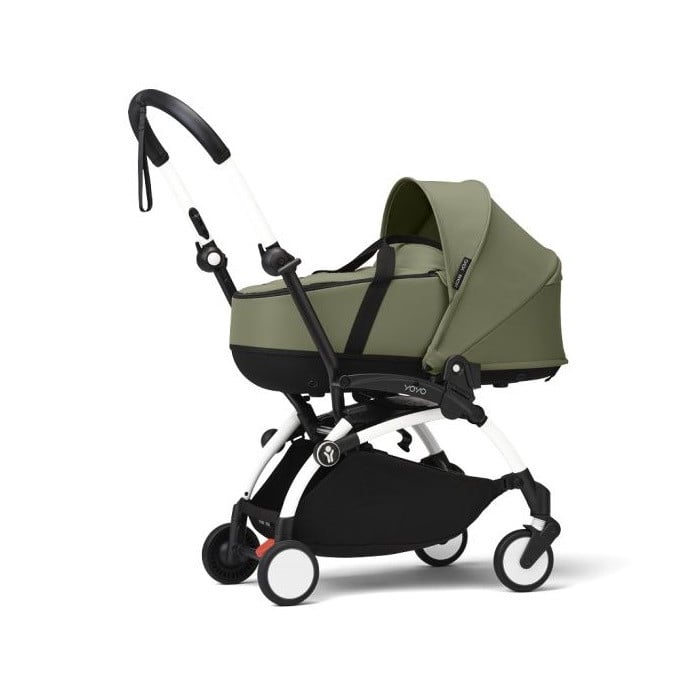 Stokke Yoyo 3 - wózek spacerowy z gondolą-Olive/ Biała rama
