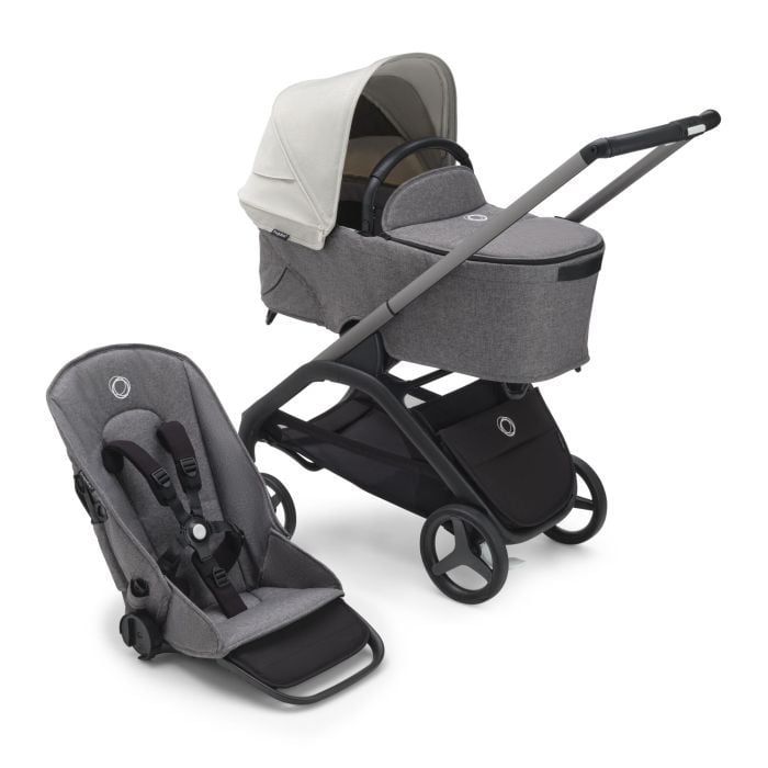 Bugaboo Dragonfly - wózek głęboko-spacerowy 2w1-Graphite-Misty White-Grey Melange