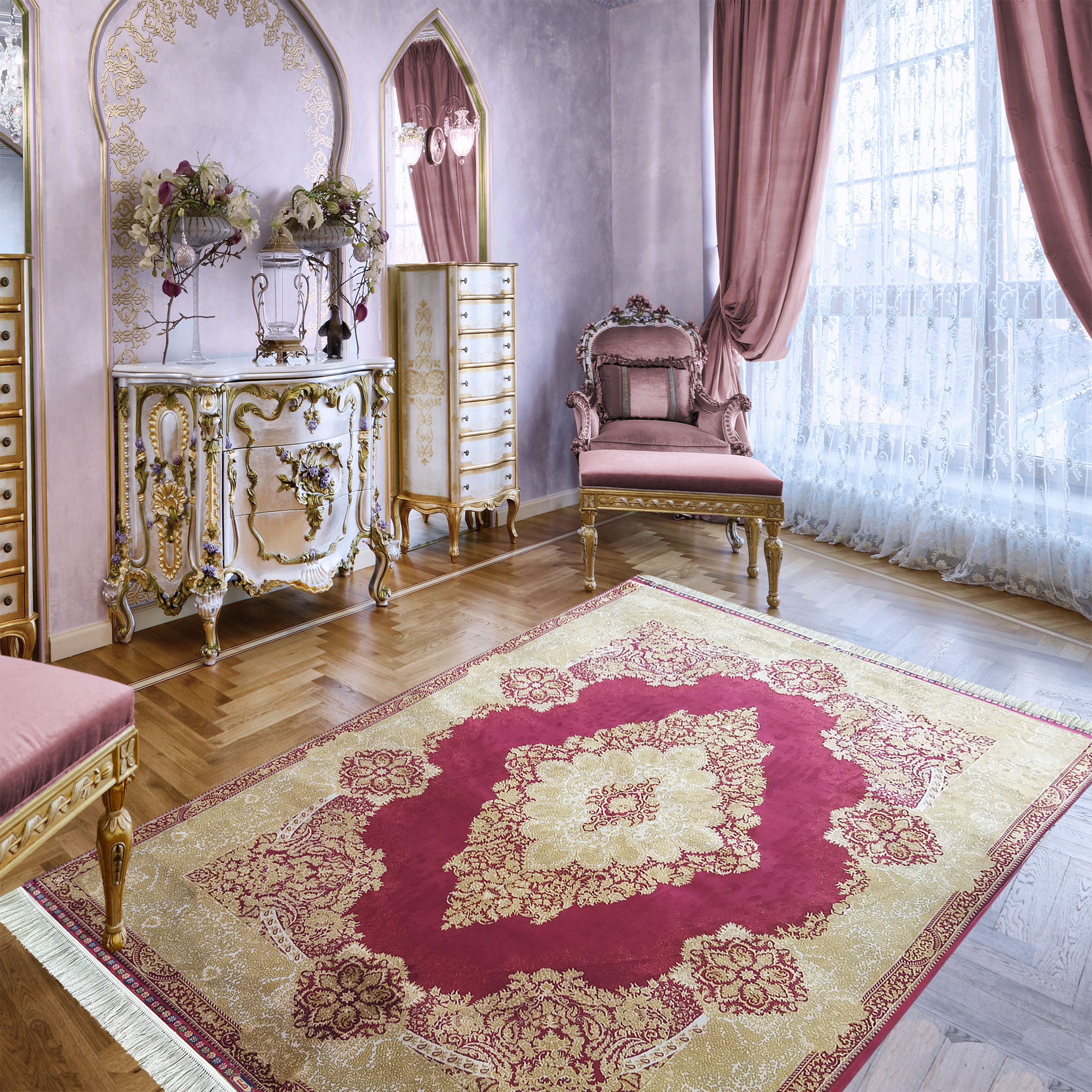 Dywan - 200 x 300 cm - Czerwony - Ekskluzywny - Dywanopol