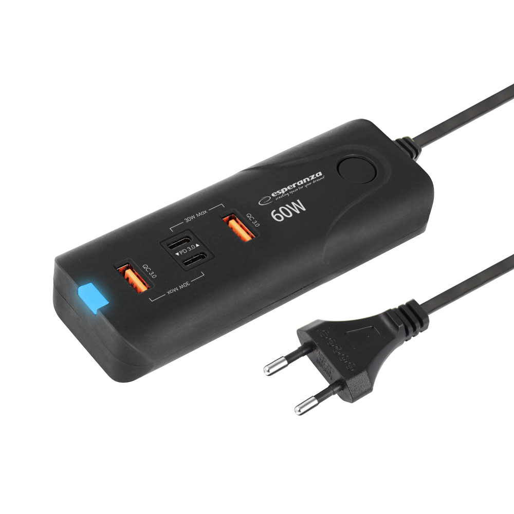 ESPERANZA Ładowarka 60W EZC109 2xUSB+2USBC - Henryx24
