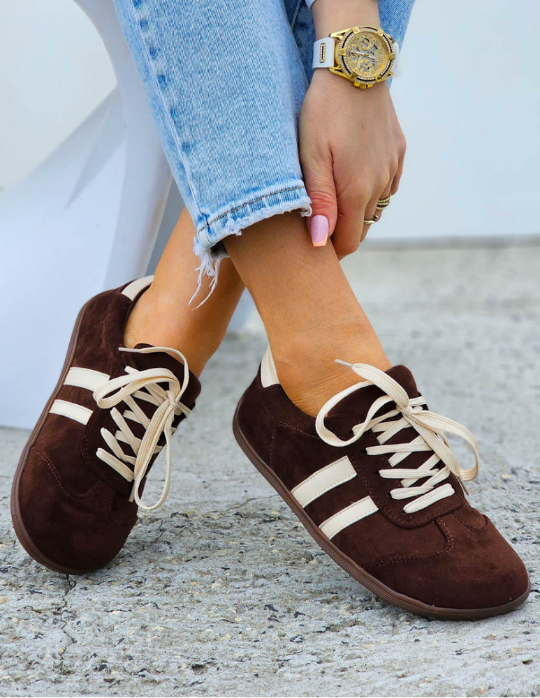 Zamszowe Buty Sportowe Barefoot Czekoladowe