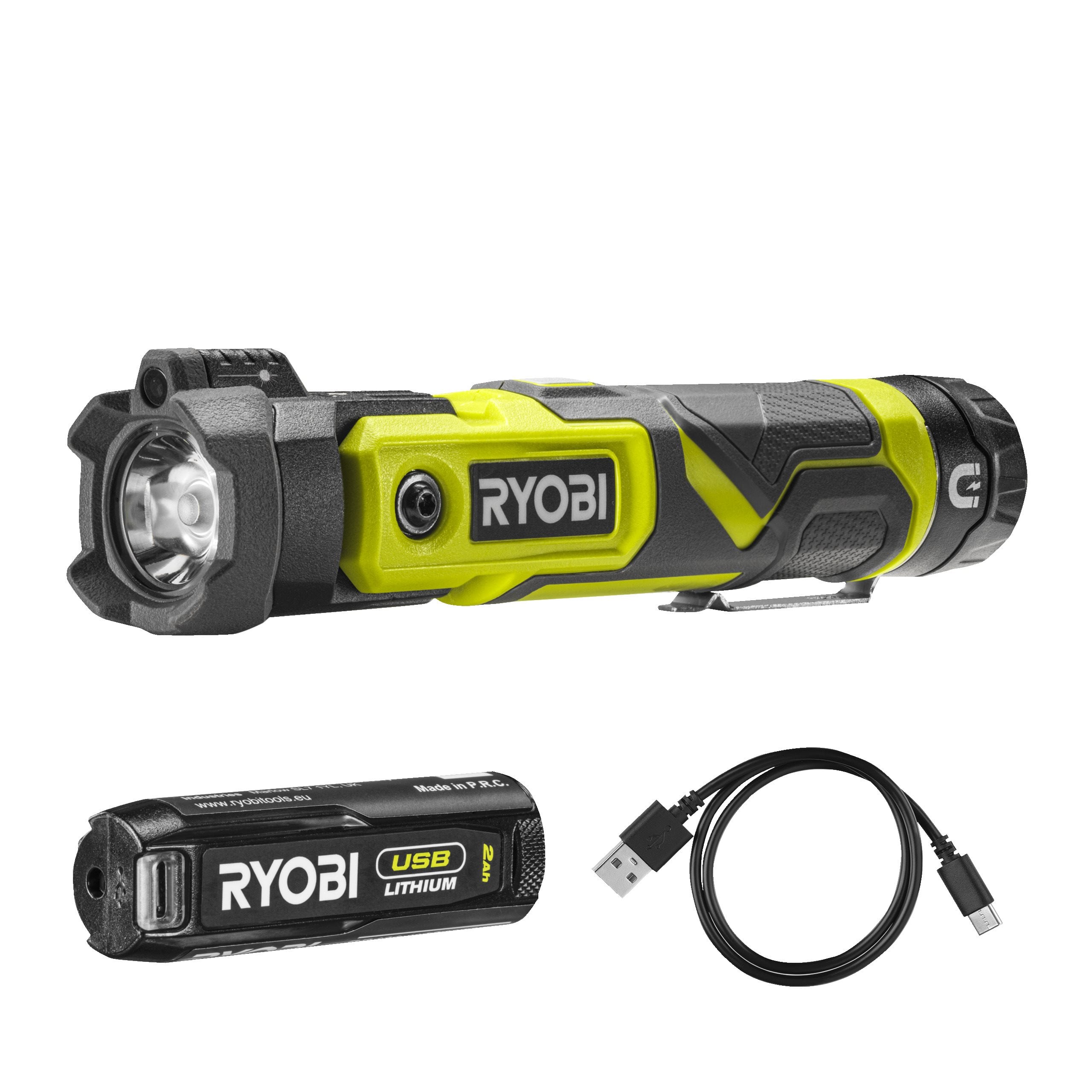 Latarka z obrotową głowicą 4V USB Lithium z akumulatorem 2.0Ah i kablem do ładowania
