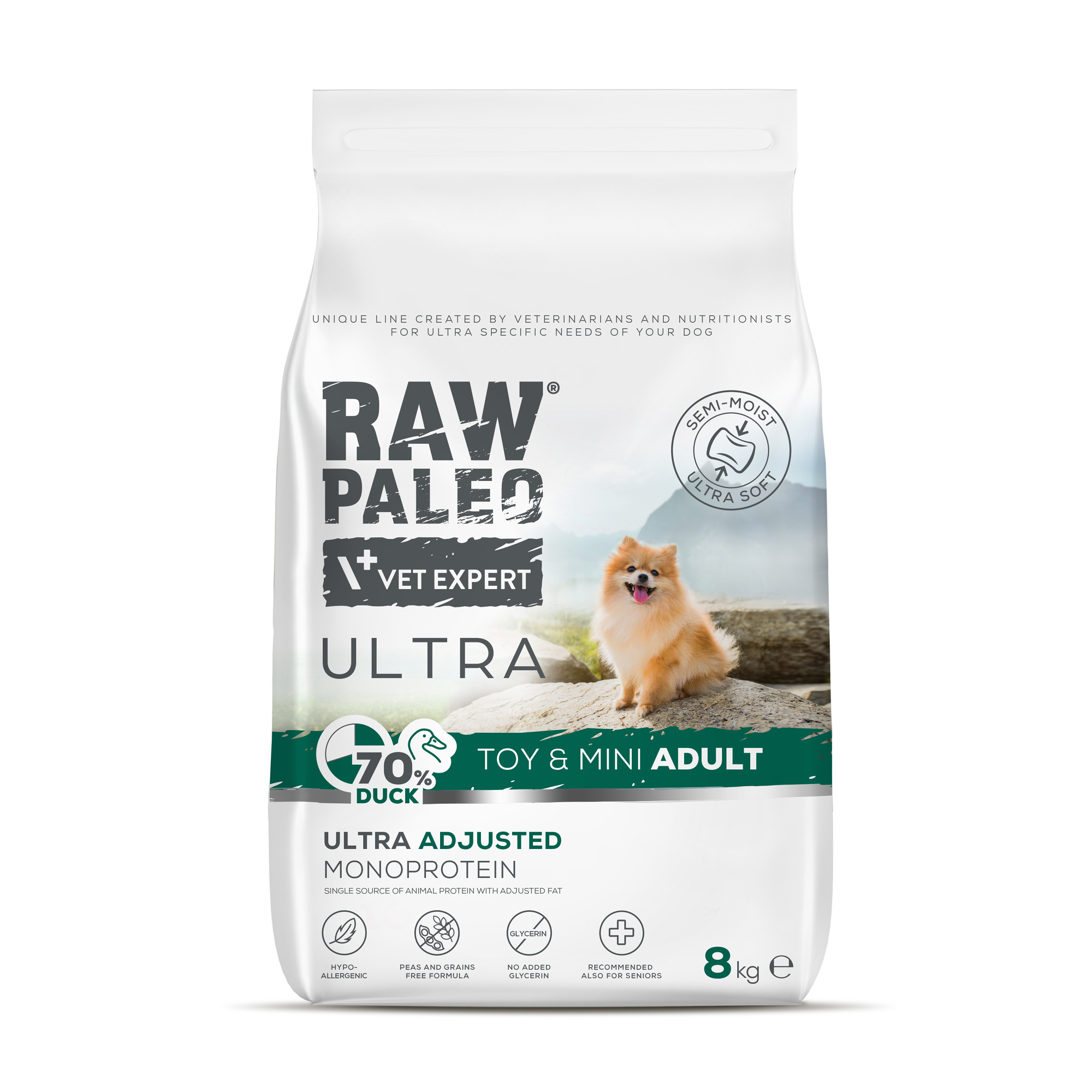 Duck Adult Toy & Mini | RAW PALEO Ultra | 8kg | Półwilgotna karma dla psa ras małych i miniaturowych