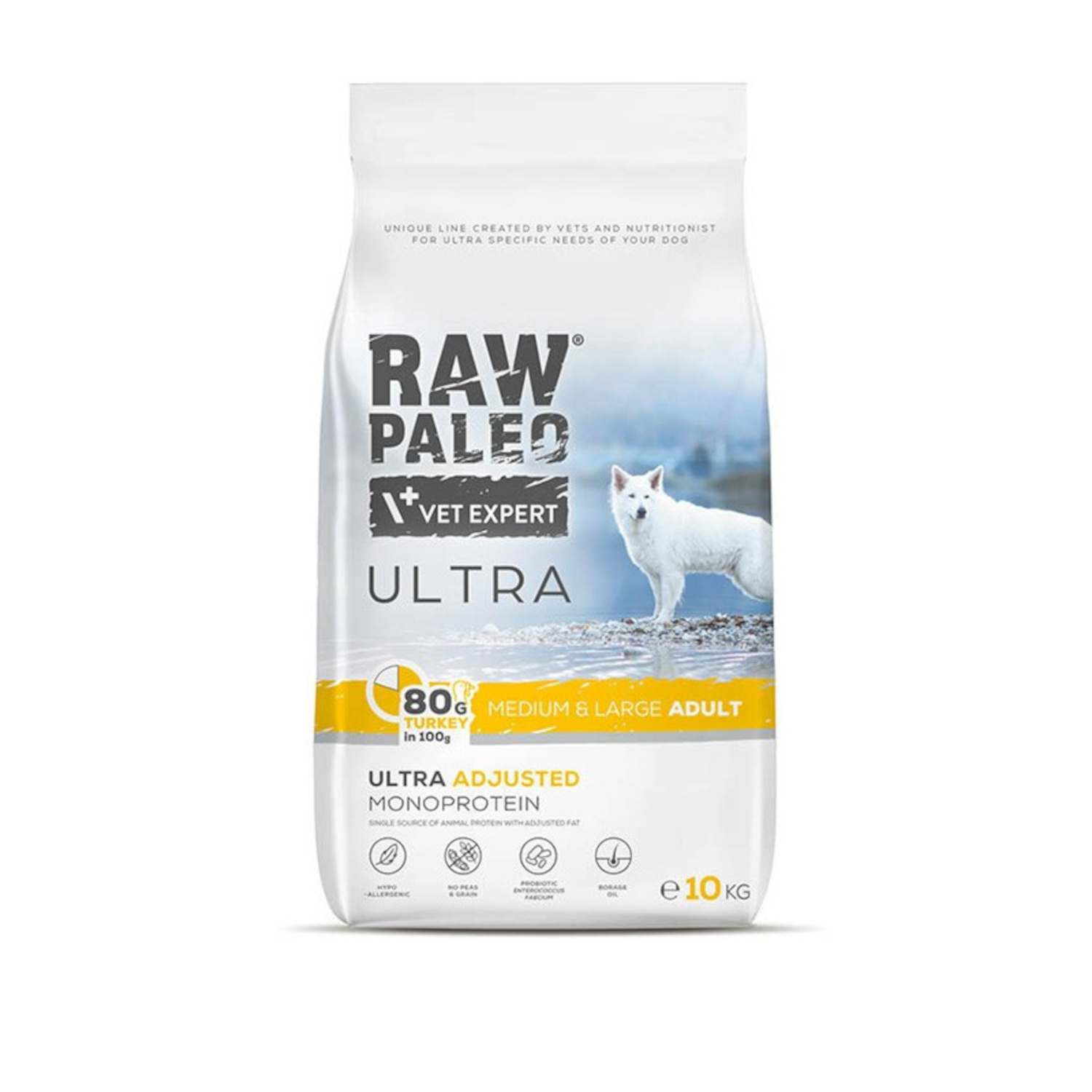 Turkey Adult Medium & Large | RAW PALEO Ultra | 10kg | Sucha karma z indykiem dla psów ras średnich i dużych