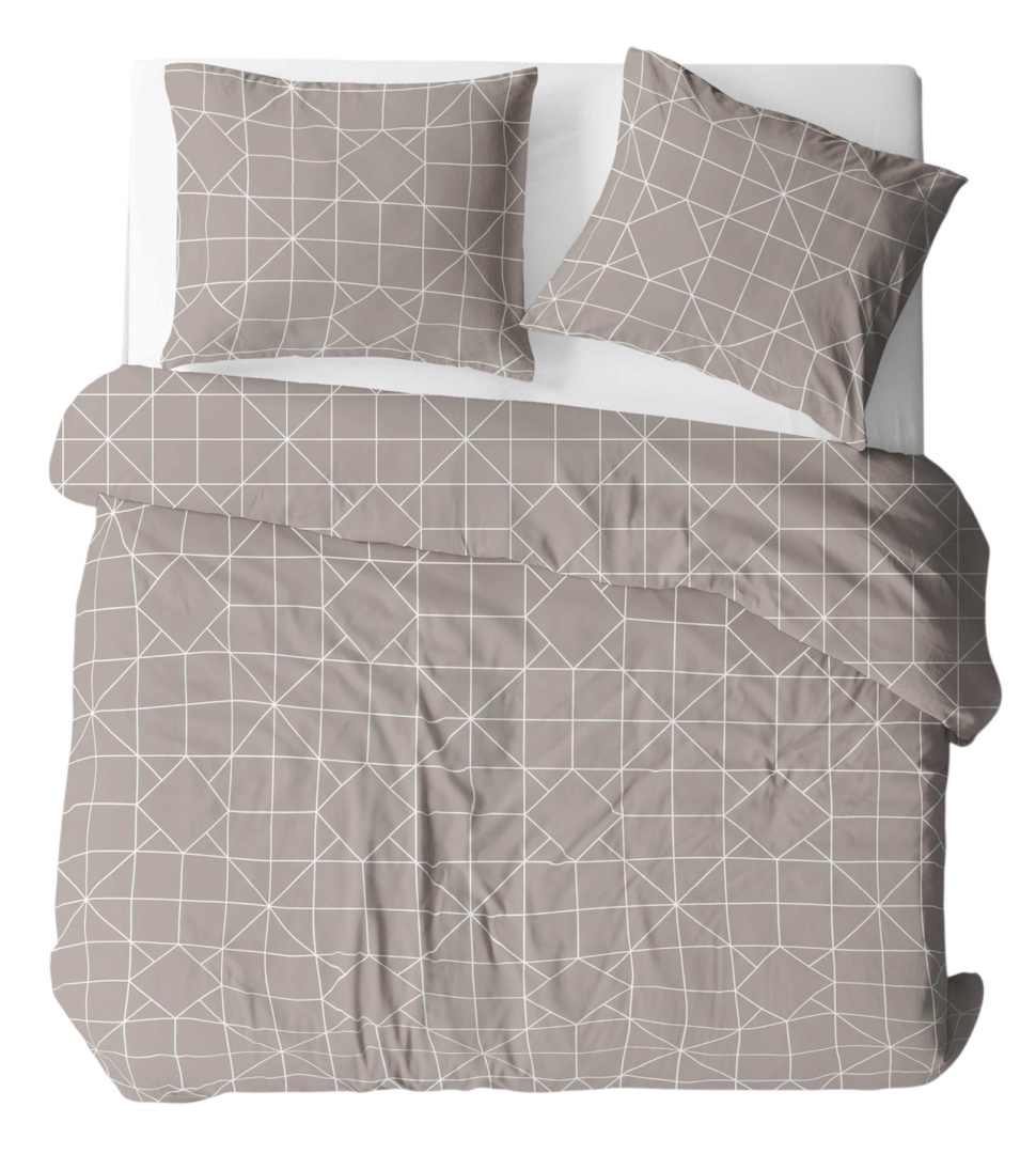 Pościel 220x240 + 2 poszewki | 100% bawełna | geometryczna beżowa 2052