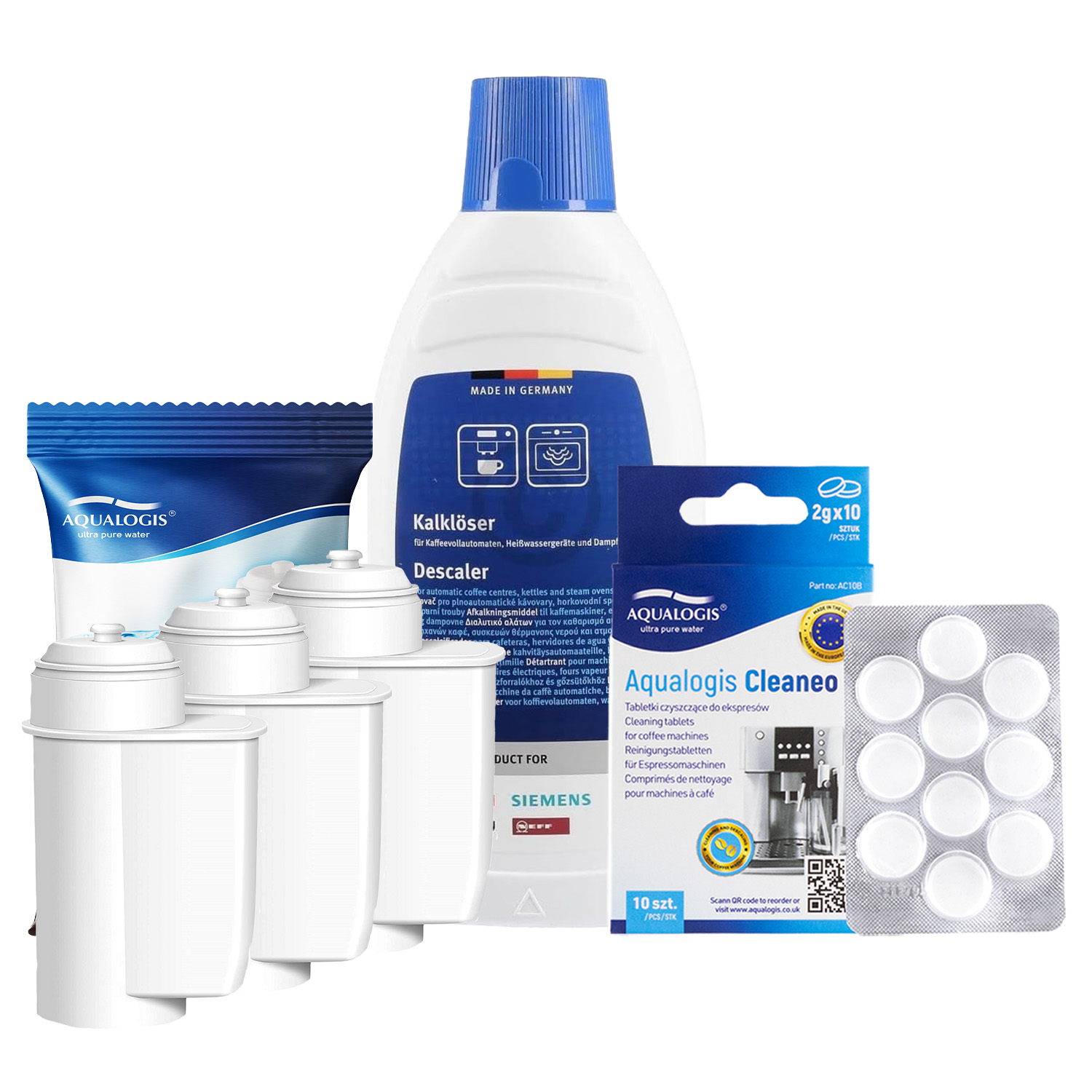 3x Filtr AL-Inte Do Ekspresu Bosch + Tabletki Czyszczące +Odkamieniacz 0,5L