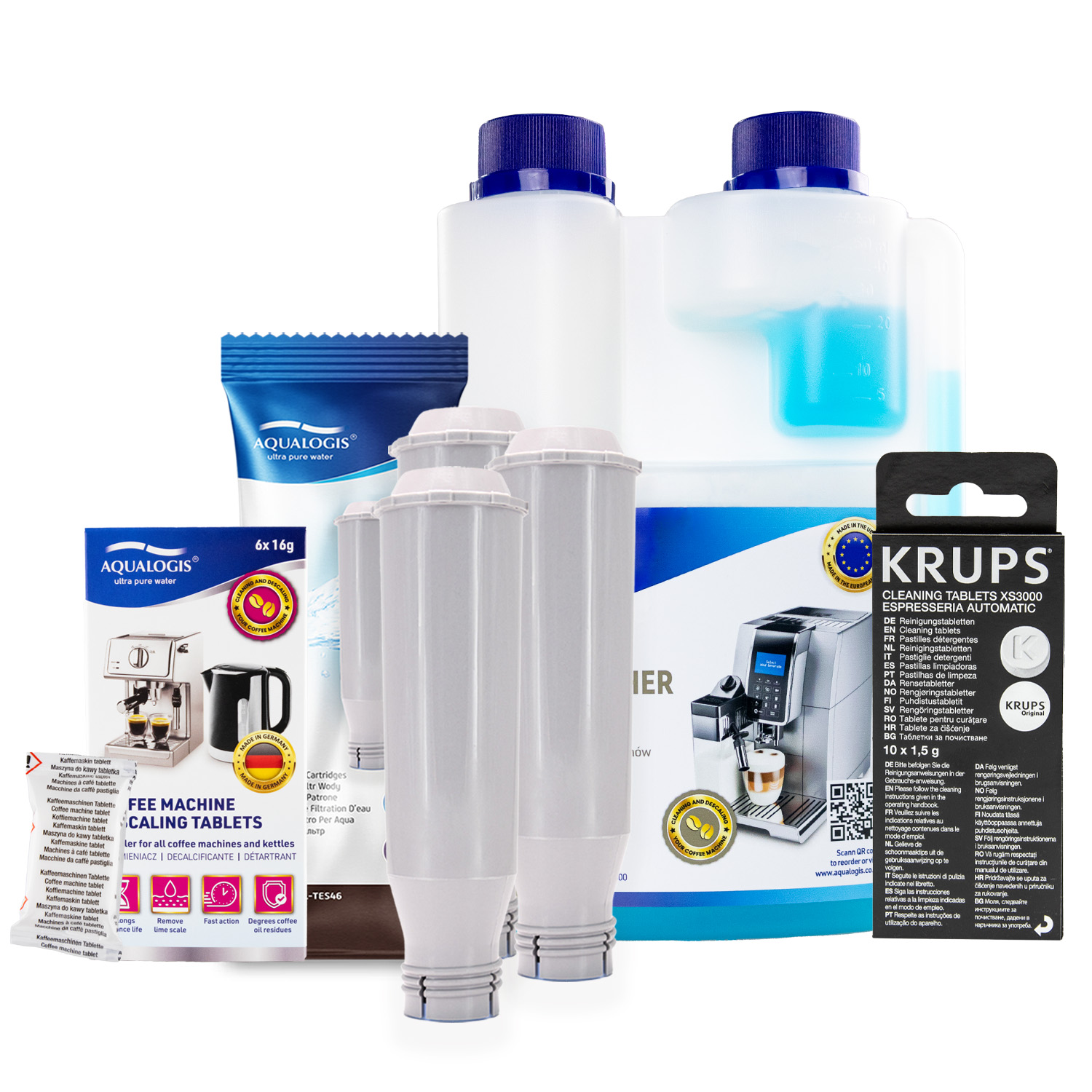 Tabletki Krups XS3000 + 3x Filtr Do Ekspresu AL-TES46 + Płyn + Odkamieniacz