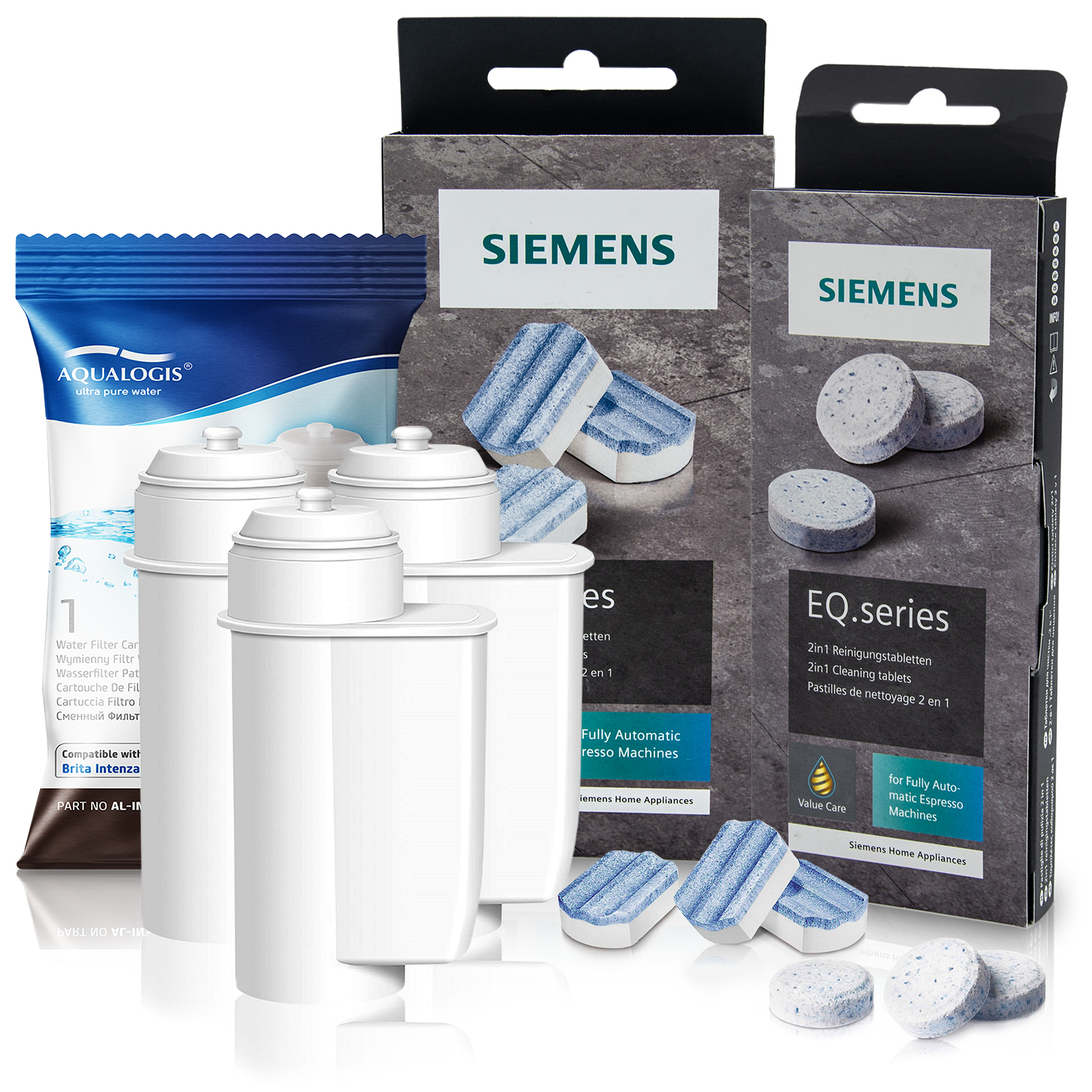 Tabletki i Odkamieniacz Siemens + 3x Filtr Wody Do Ekspresu AL-Inte
