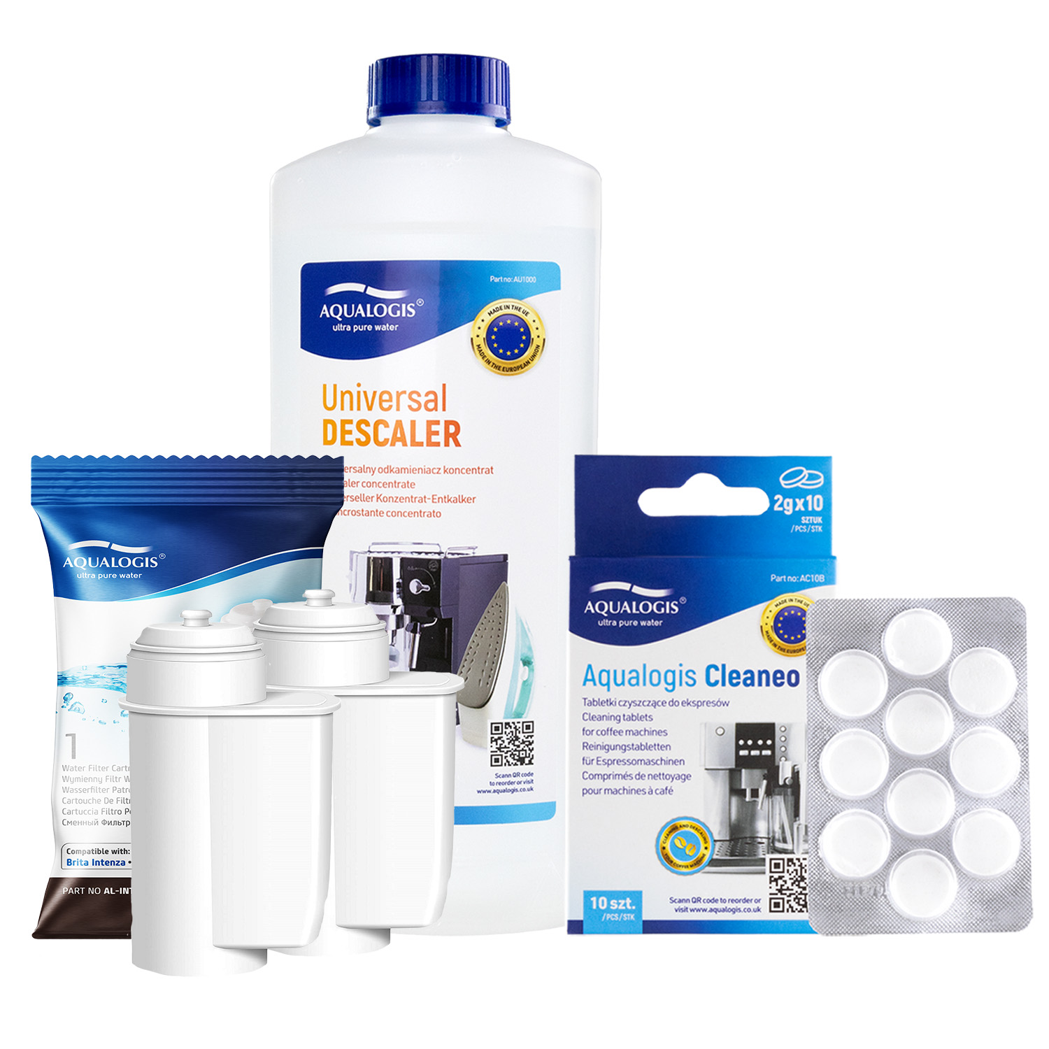 2x Filtr Wody Al-Inte Do Ekspresu Bosch+Uniwersalny Odkamieniacz 1L+Cleaneo