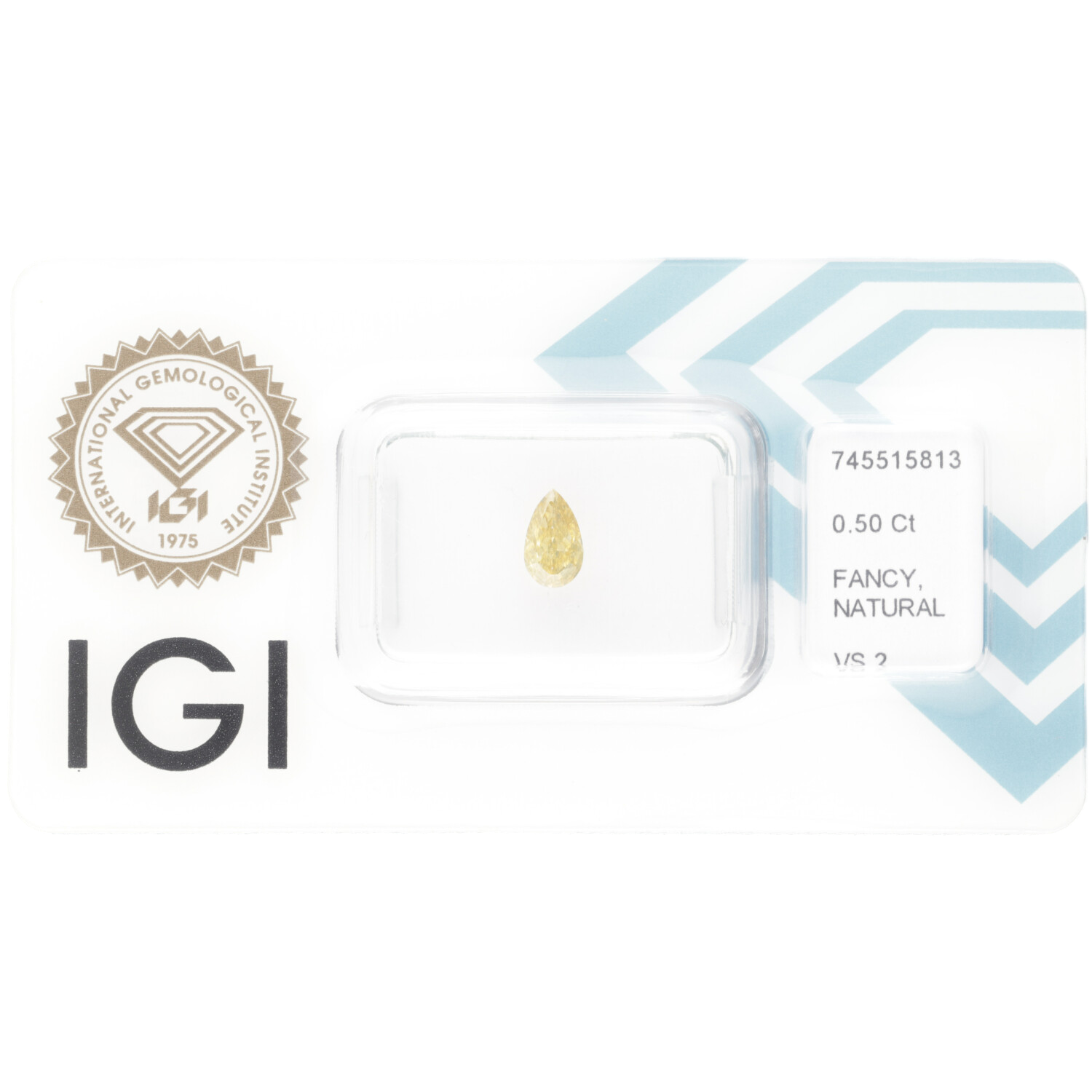 Diament naturalny 0,50 CT / Natural Fancy Intense Greenish Yellow / Pear Modified Brilliant / VS2 / VG - wysyłka 24 h! - Mennica Skarbowa