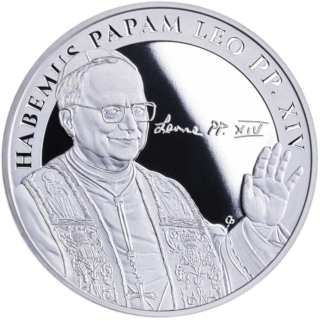 Srebrna moneta Leon XIV: Pierwszy amerykański papież 2025 1 uncja - wysyłka 24 h! - Mennica Skarbowa