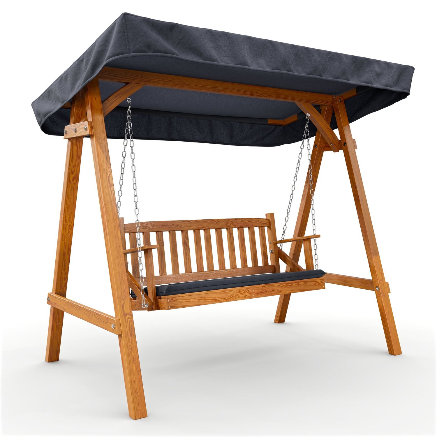Hollywoodschaukel 2 Sitzer aus Holz MOLIA - Grau