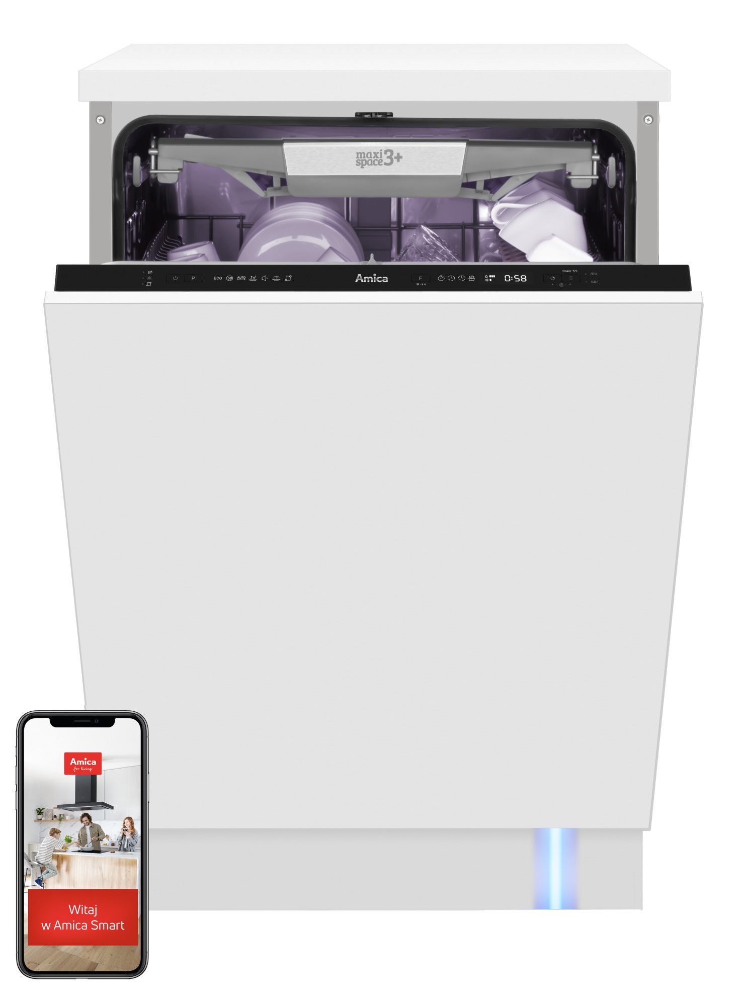 Zmywarka do zabudowy Amica DIM66B7ELOWCiD 60 cm SilentDrive 3.0