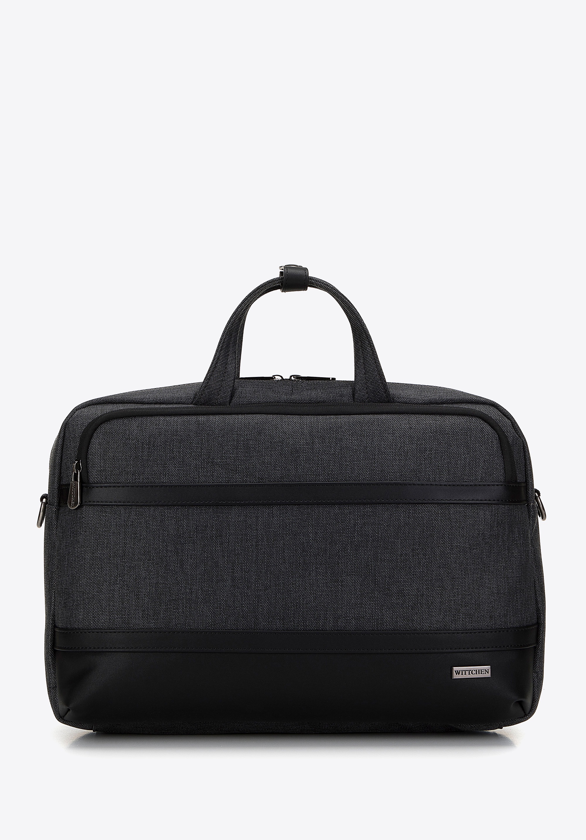 Męska torba na laptopa 15,6” z lamówką z ekoskóry czarna