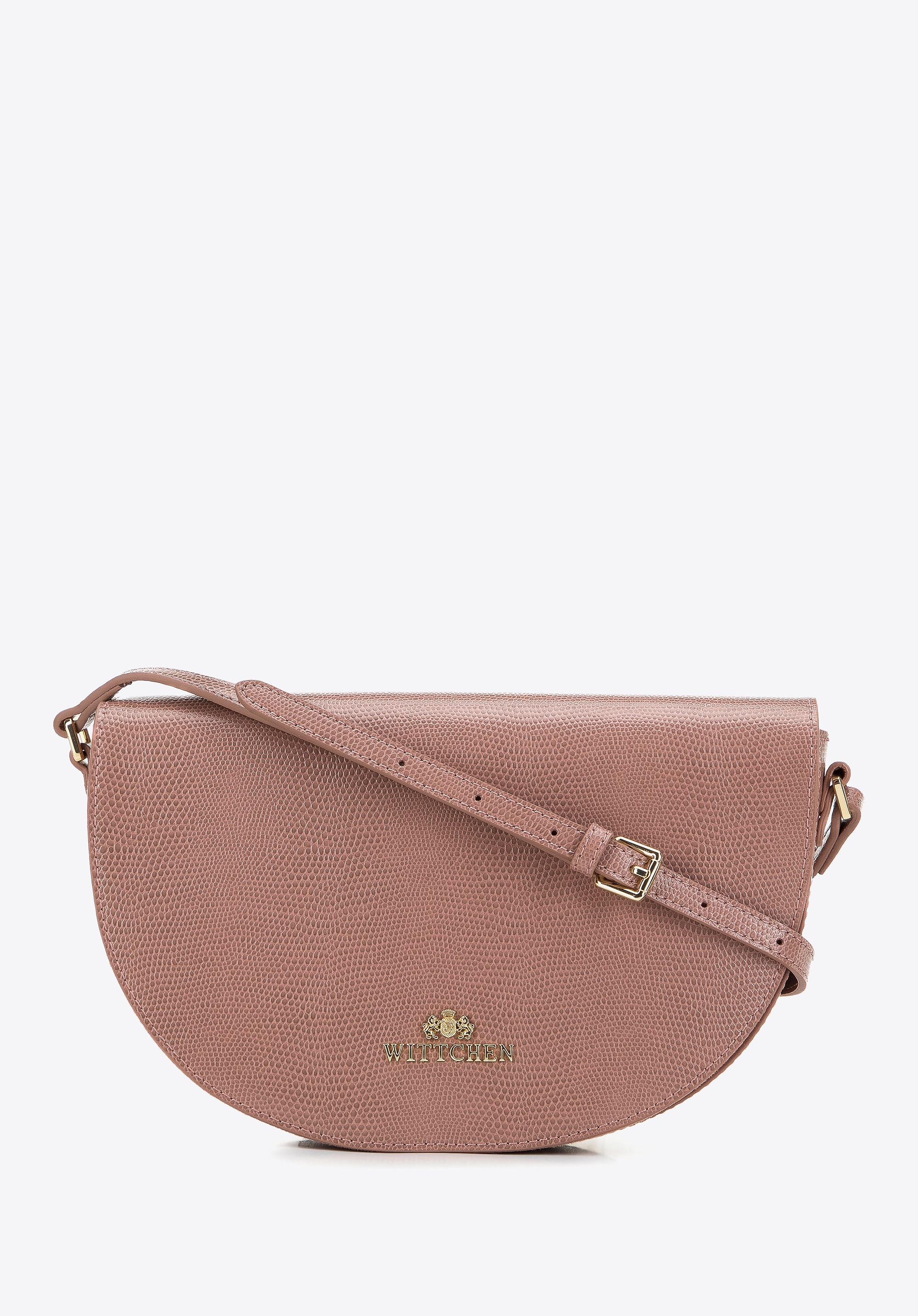 Damska saddle bag ze skóry o fakturze lizard różowa