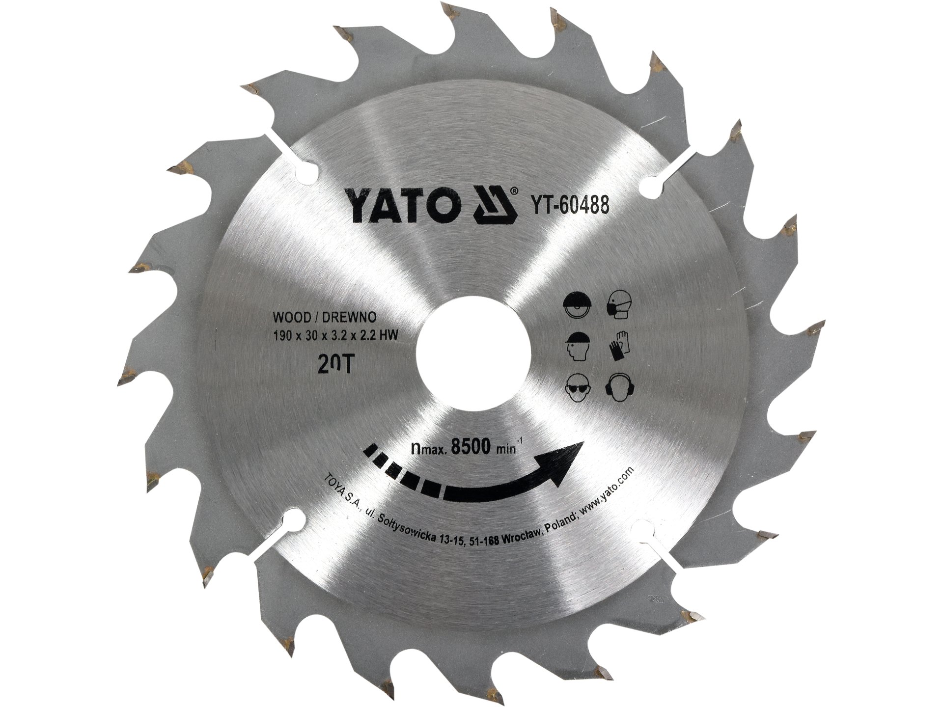 Piła tarczowa YATO tnąca widiowa do drewna 300x30mm 60 zębów YT-6077