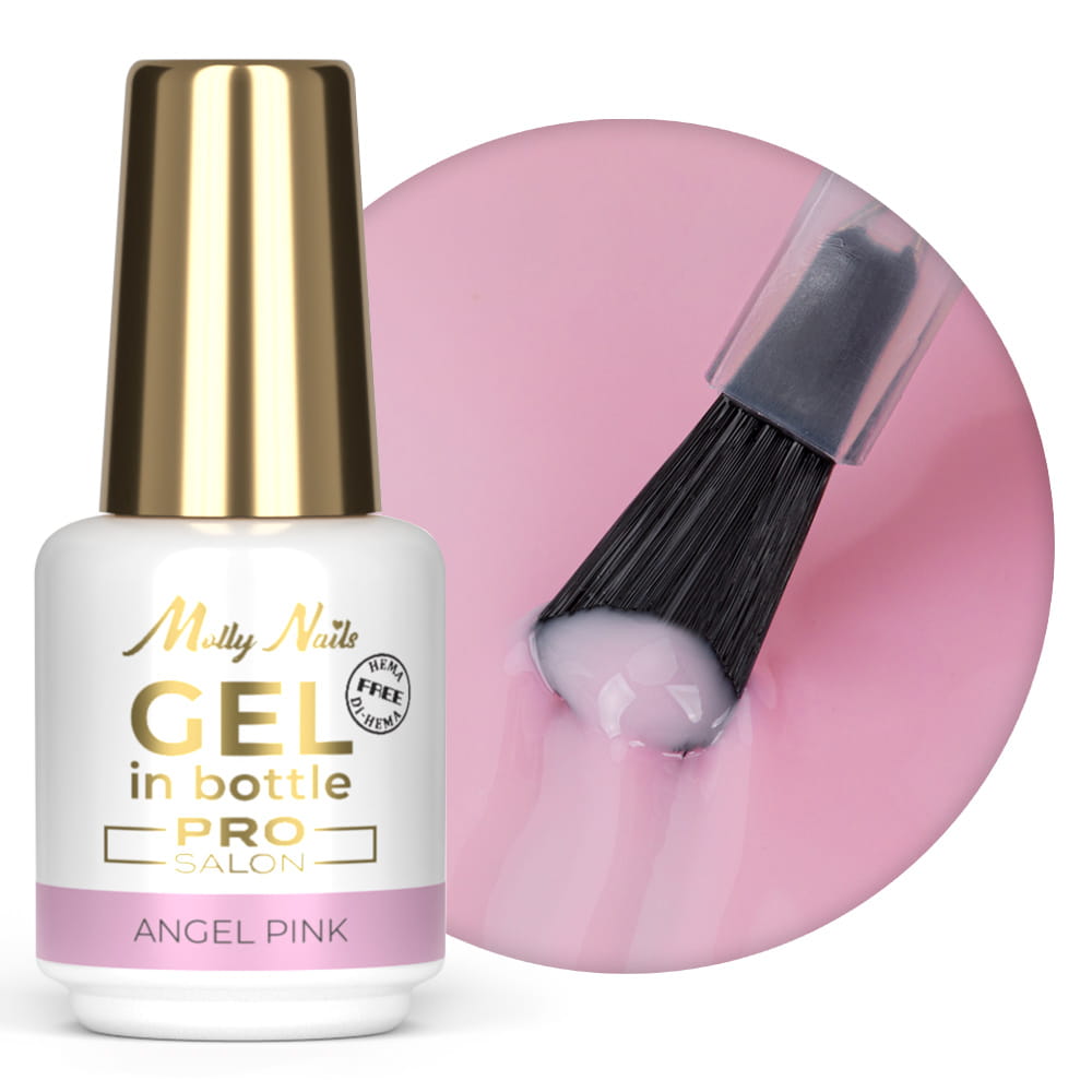 Żel budujący w butelce z pędzelkiem Gel in Bottle Molly Nails Pro Salon Angel Pink HEMA/Di-HEMA Free 15g