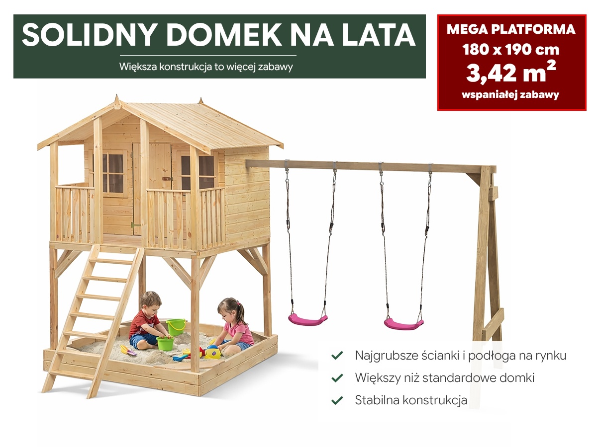 Domek zabaw Borys z huśtawką i piaskownicą