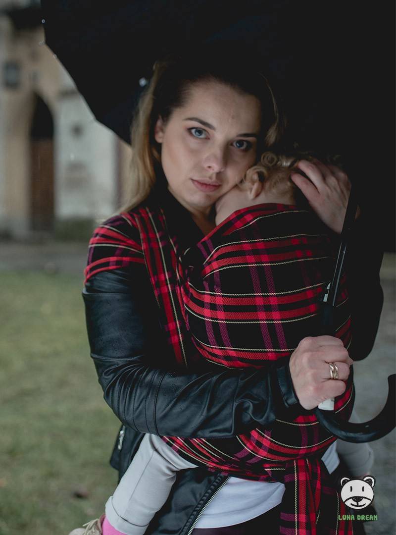 Chusta do noszenia dzieci CHERRY TARTAN (krata) - 100% Bawełna, splot skośno-krzyżowy XL (5,2 metra)