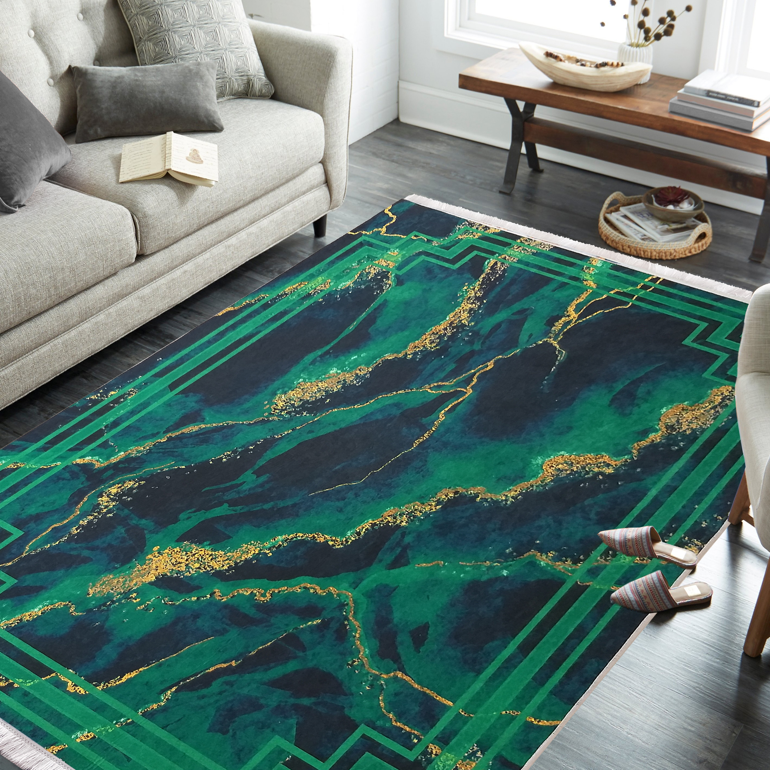 Dywan - 80 x 150 cm - Zielony - Nowoczesny - Dywanopol