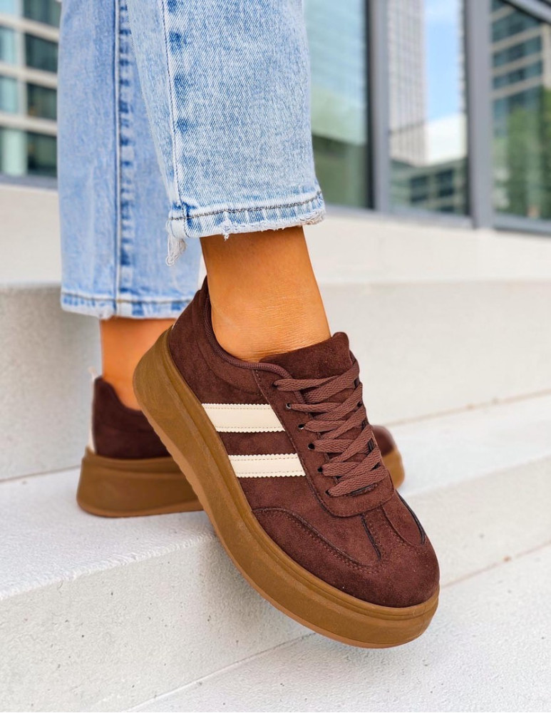 Czekoladowe Buty Sportowe Na Platformie She Go