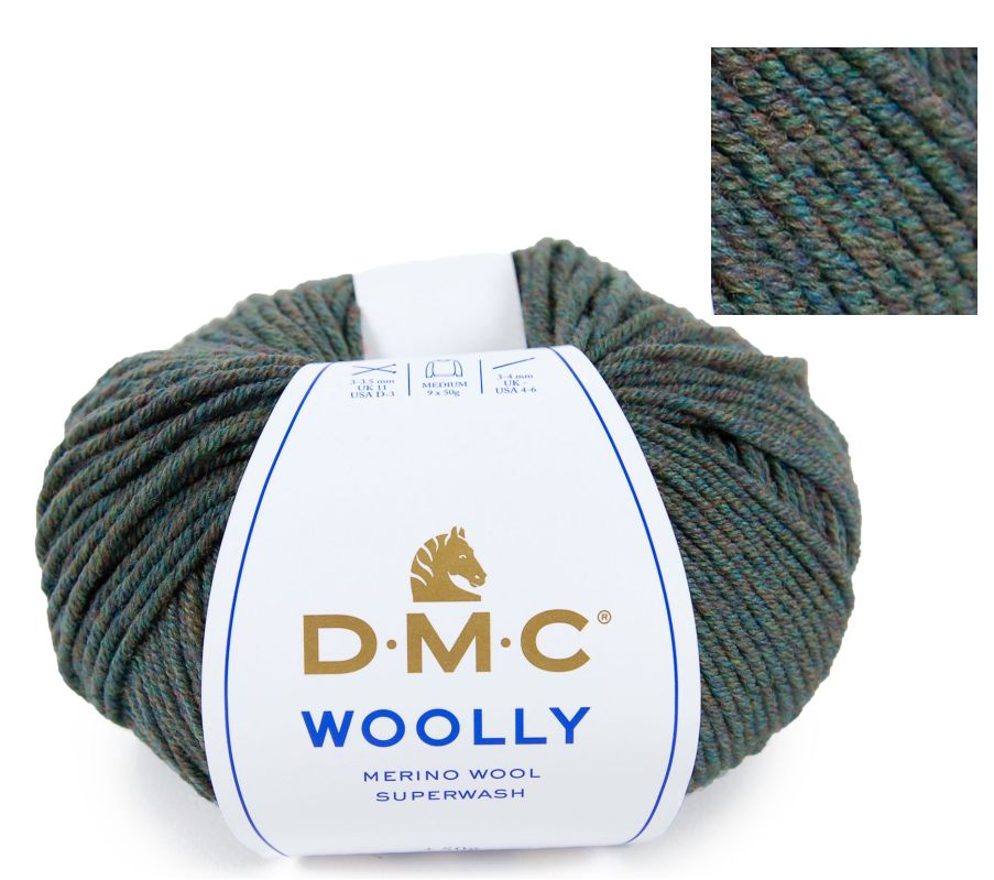 Włóczka DMC Woolly 100% wełna merino kol.08 zielony wielokolor