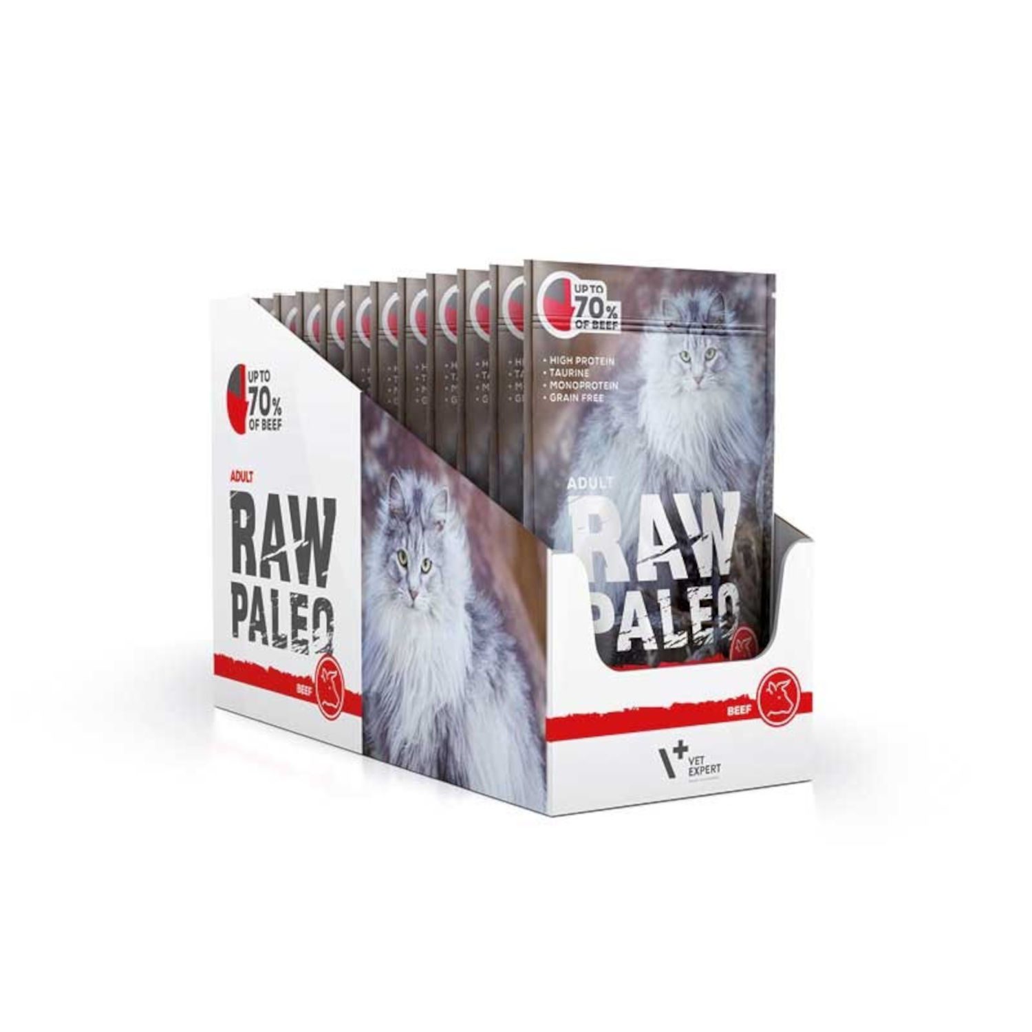 RAW PALEO ADULT CAT BEEF 12x100g - mokra karma dla kotów dorosłych - wołowina
