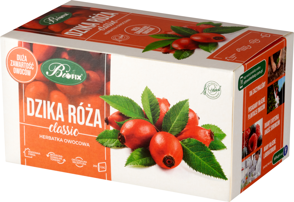 BiFix Classic herbata owocowa w torebkach, dzika róża, 20 sztuk x 2.5g