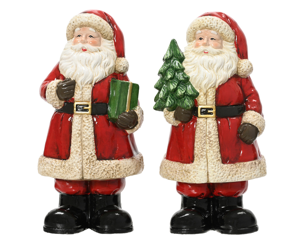 Mikołaj ceramiczny w czerwonym płaszczu z choinką / z prezentem 29,5cm 1 szt