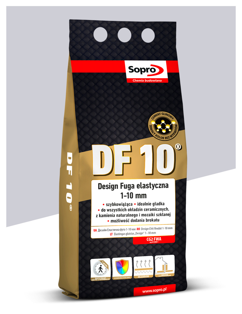 Fuga elastyczna DF10 1-10mm 16: Jasny szary 2kg Sopro