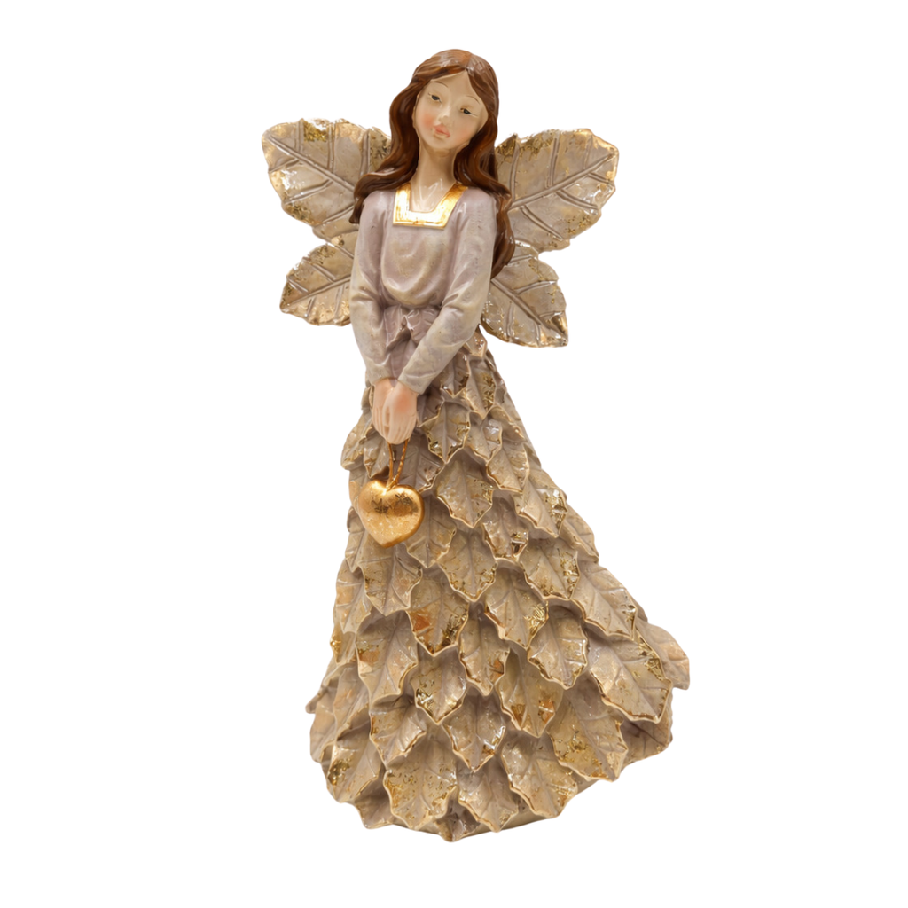 Figurka Aniołek złoty serce w ręku 26cm