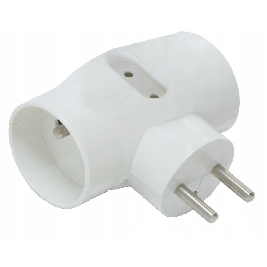 Rozgałeźnik wtyczkowy 2‐gniazda z/u+2x Euro biały R‐21